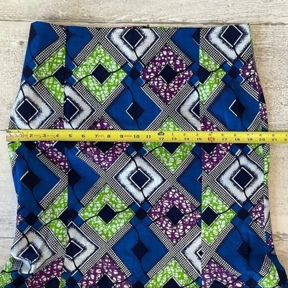 Traditional African Two Pc Dress Set Wax Fabric Blue Green Purple Custom Kitenge - Picture 6 of 15